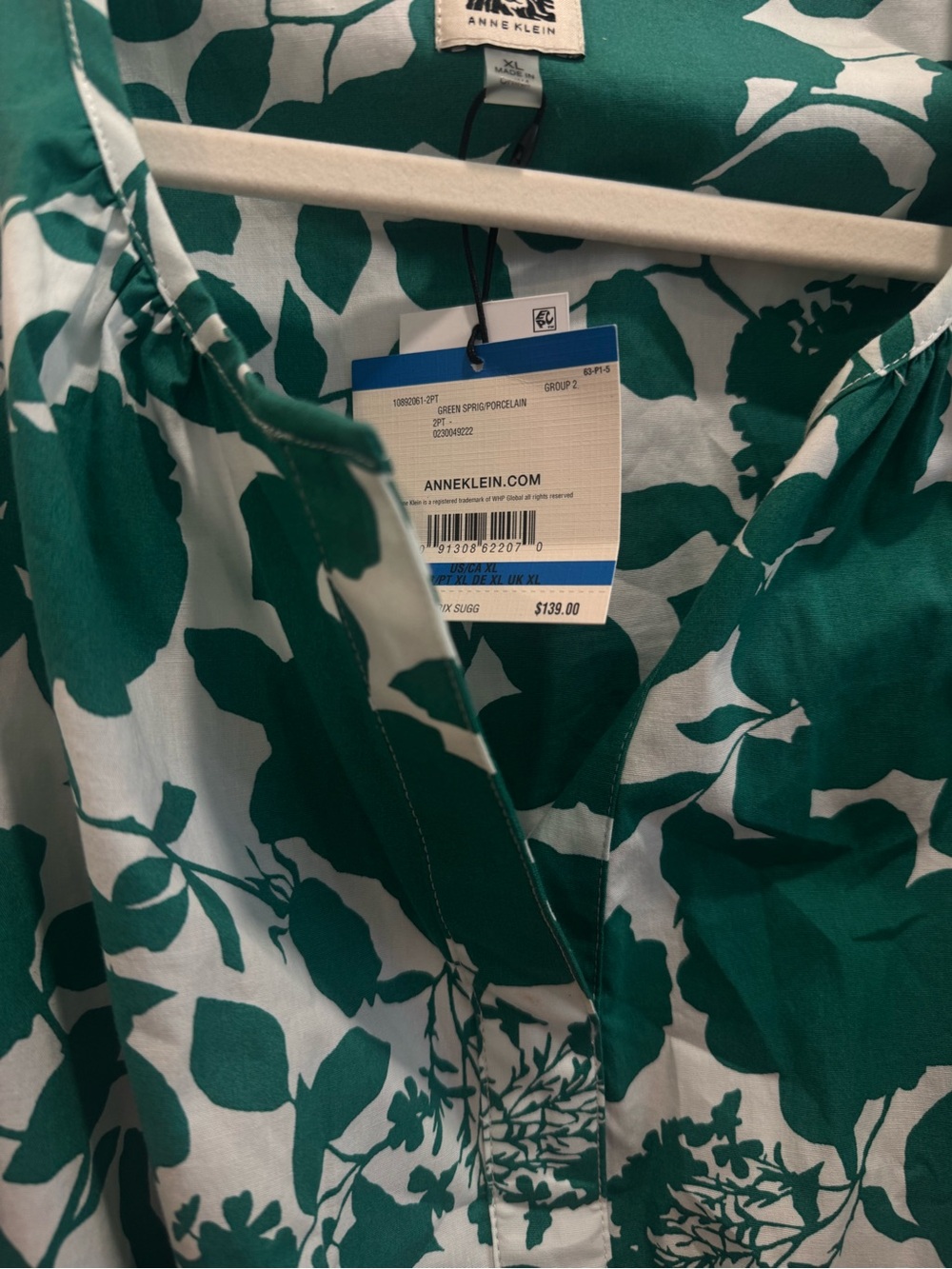 Anne Klein Green and White Floral Midi Dress - Picture 2 of 2